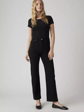 Levi's® Premium Ribcage Straight Ankle Jeans 27W Black